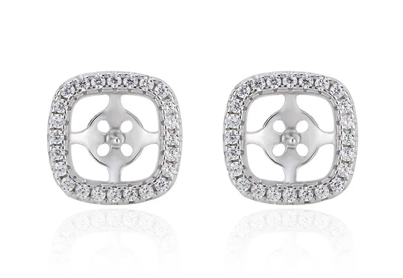 Square Zircon Pearl Studs