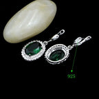 Green Cubic Zirconia Silver Earrings