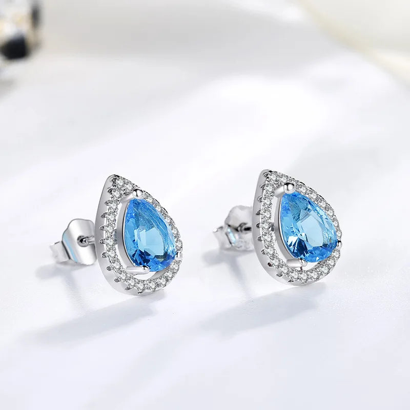 Blue Aura Silver Studs
