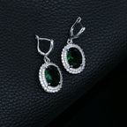 Green Cubic Zirconia Silver Earrings