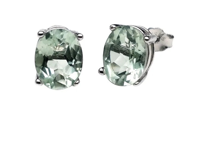 Green Amethyst Silver Earrings