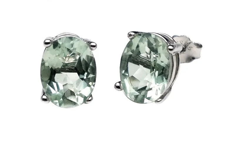 Green Amethyst Silver Earrings