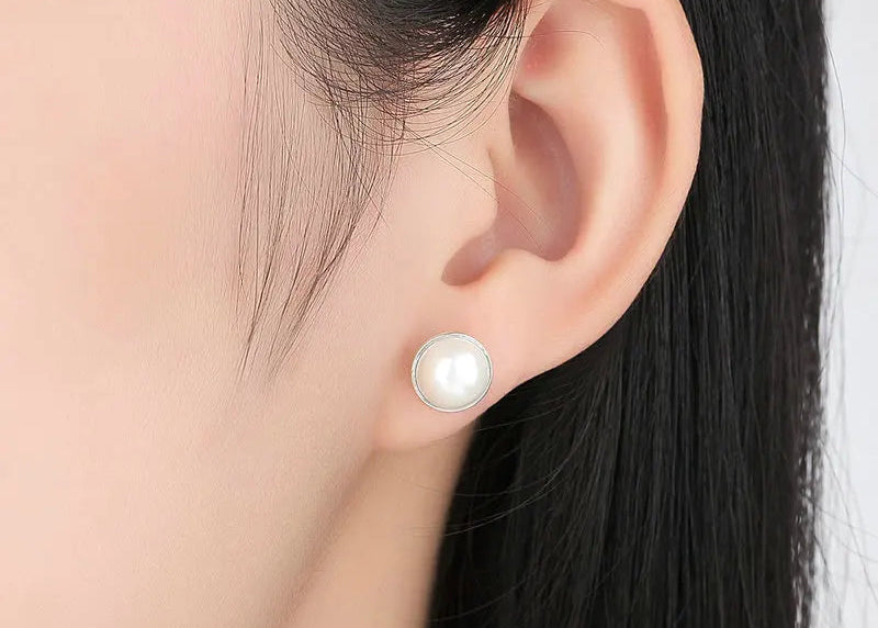 Pearl Stud Silver Earrings