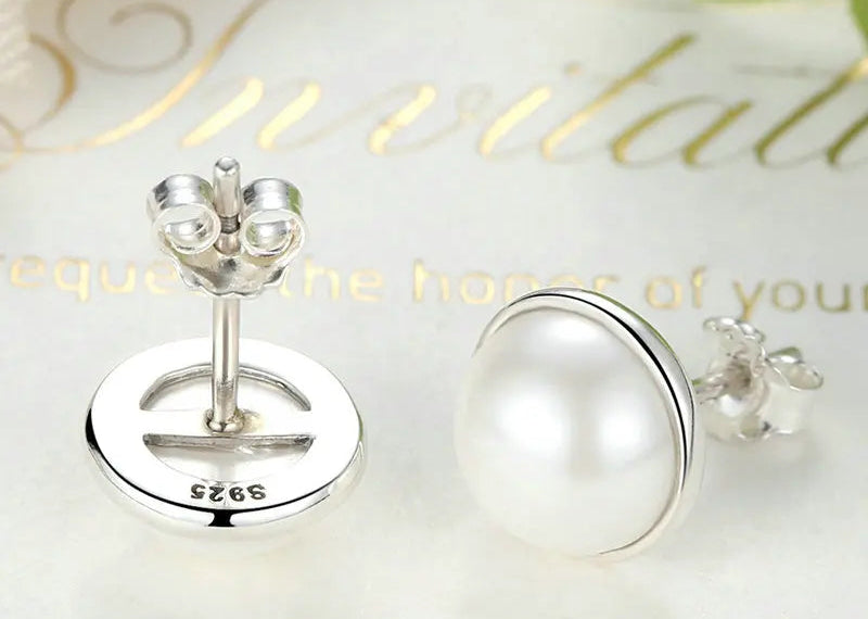 Pearl Stud Silver Earrings