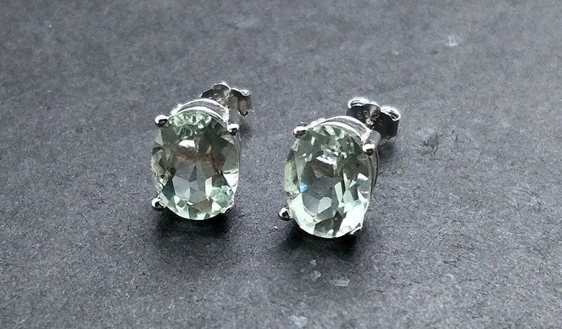 Green Amethyst Silver Earrings
