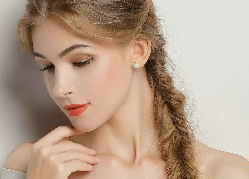 Pearl Stud Silver Earrings