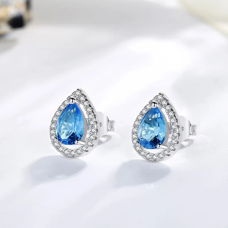 Blue Aura Silver Studs