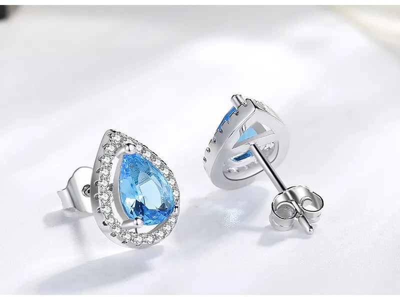 Blue Aura Silver Studs