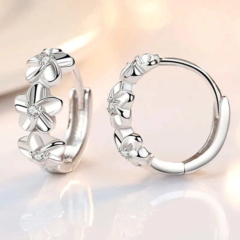 Small Flower Silver Earrings