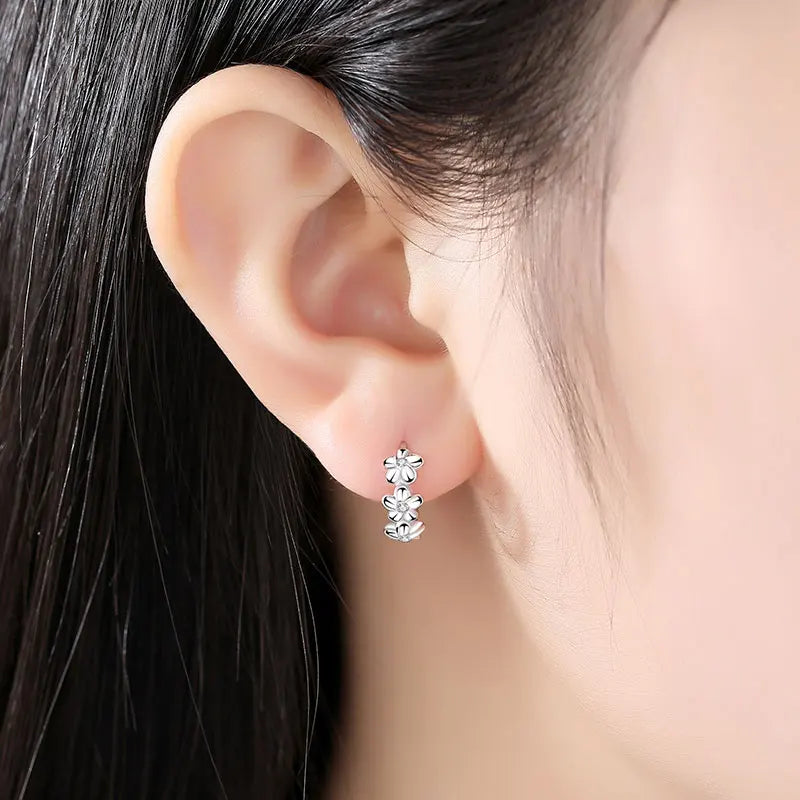 Small Flower Silver Earrings