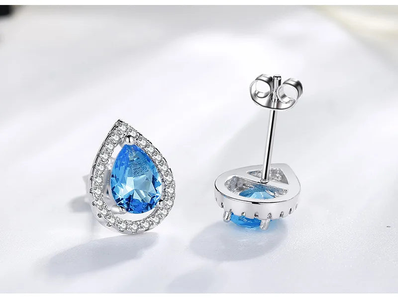 Blue Aura Silver Studs