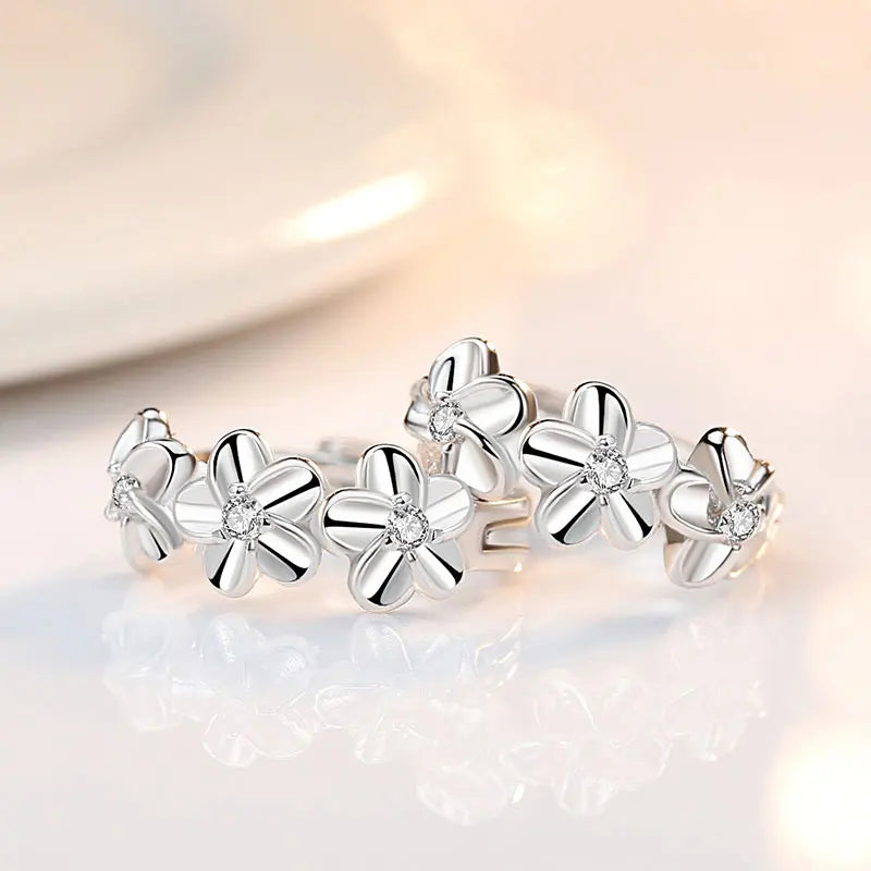 Small Flower Silver Earrings