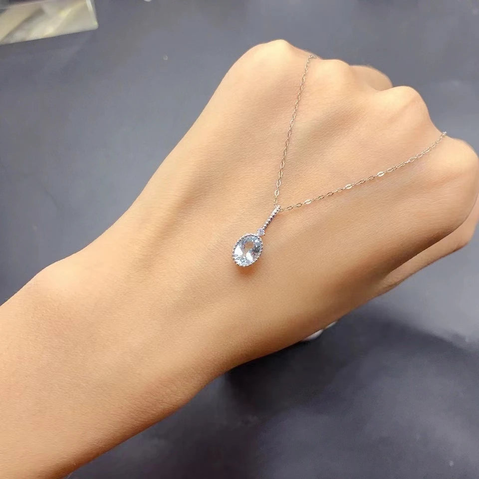 Mini Aquamarine Silver Pendant