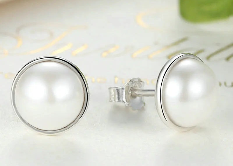 Pearl Stud Silver Earrings