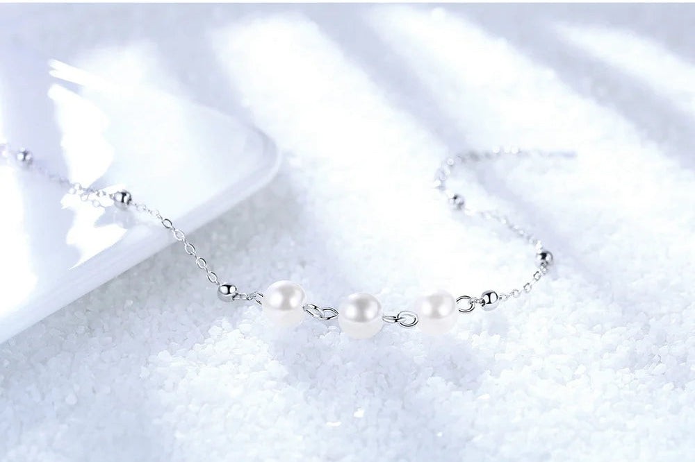 Three Pearl Silver Bracelet