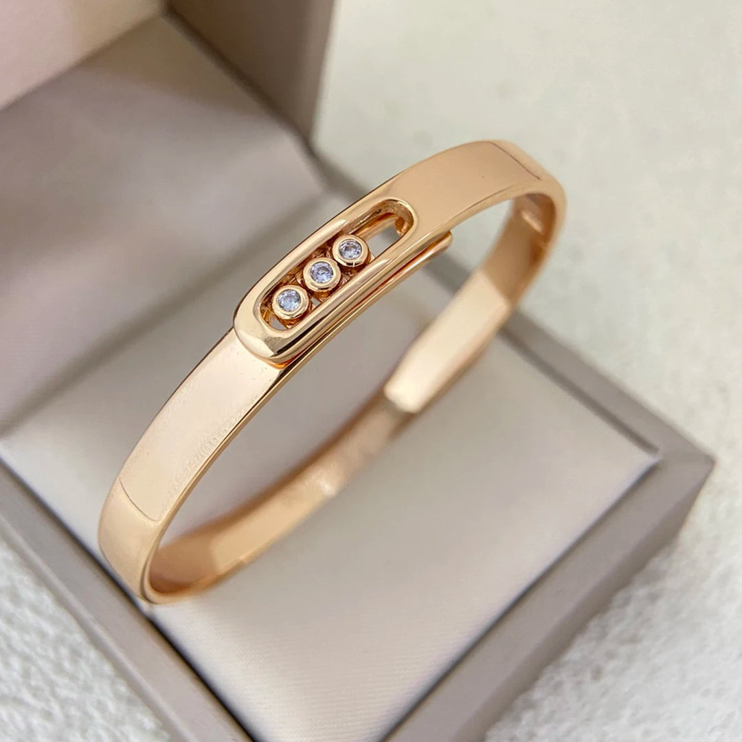 Zircon Inlaid Silver Bracelet