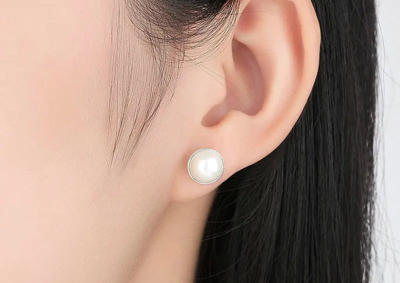 Pearl Stud Silver Earrings