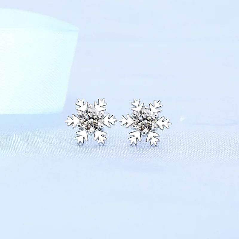 Round Zircon Silver Earrings
