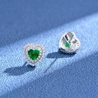 Emerald Heart Silver Earrings