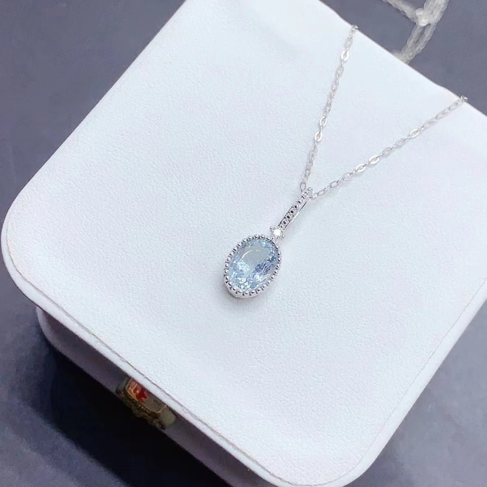 Mini Aquamarine Silver Pendant