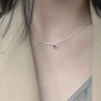Emerald Glow Silver Chain
