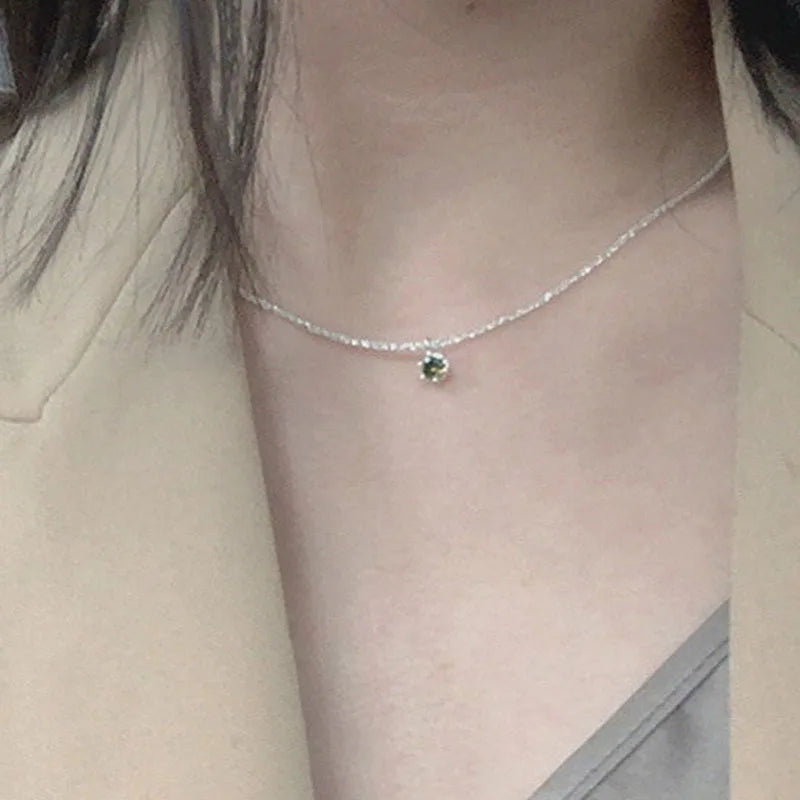 Emerald Glow Silver Chain