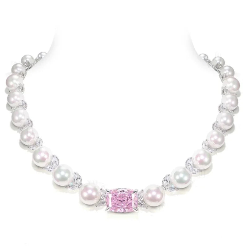 Pearl & Zircon Silver Necklace