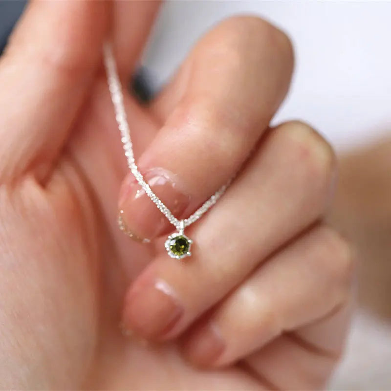 Emerald Glow Silver Chain