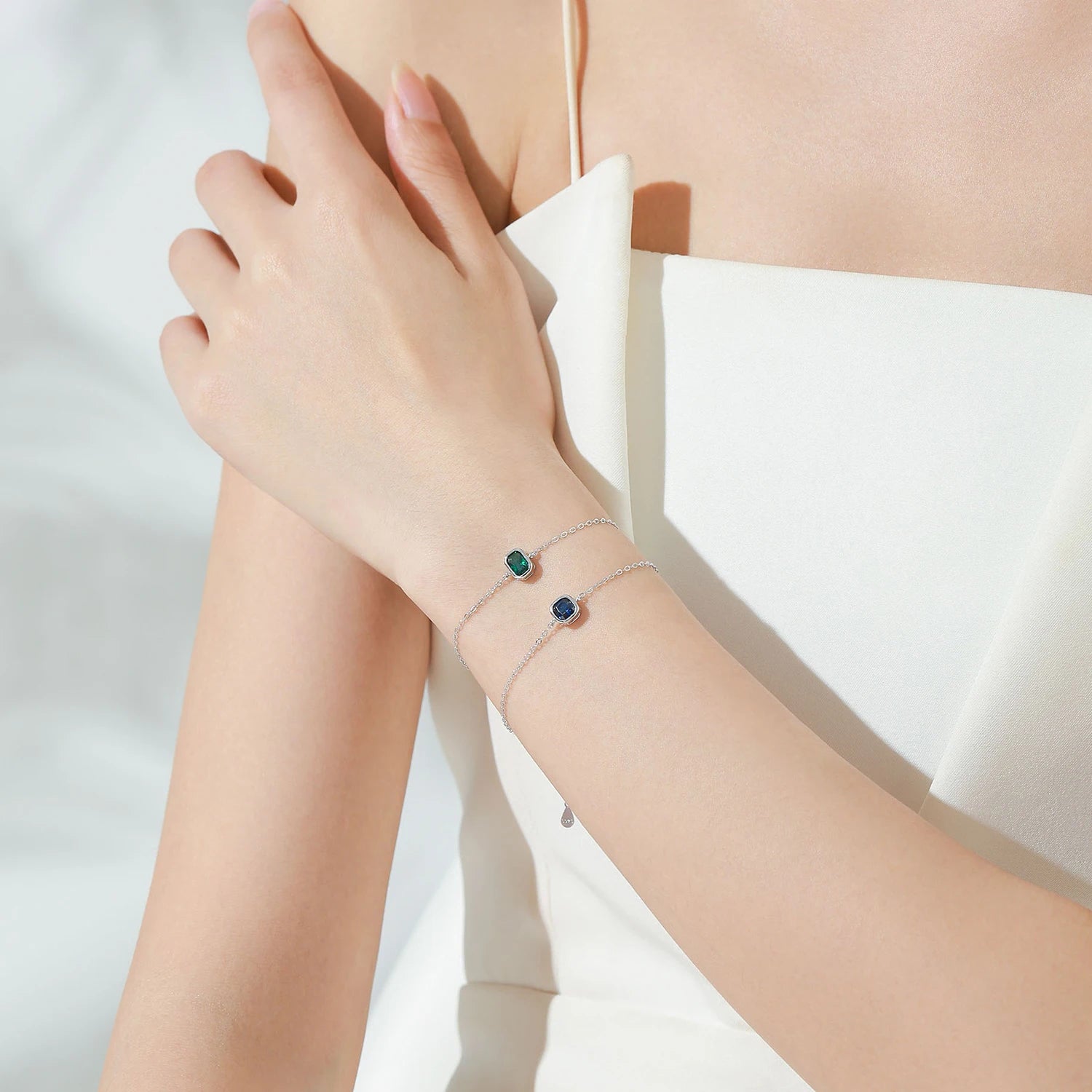 Square Zircon Silver Bracelet