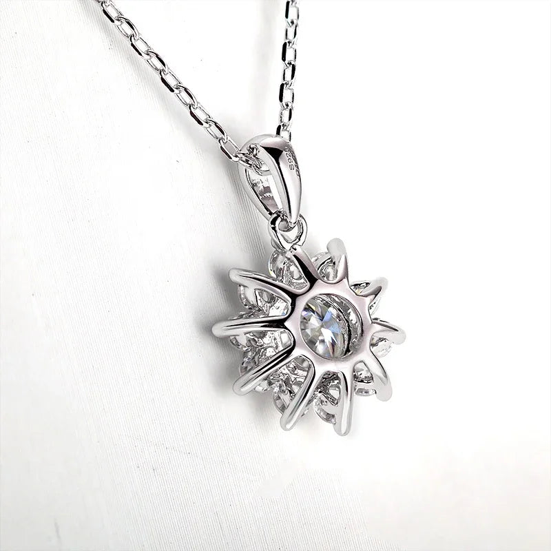 Moissanite Round Silver Necklace