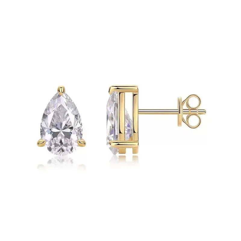 Moissanite Pear Shape Silver Earrings