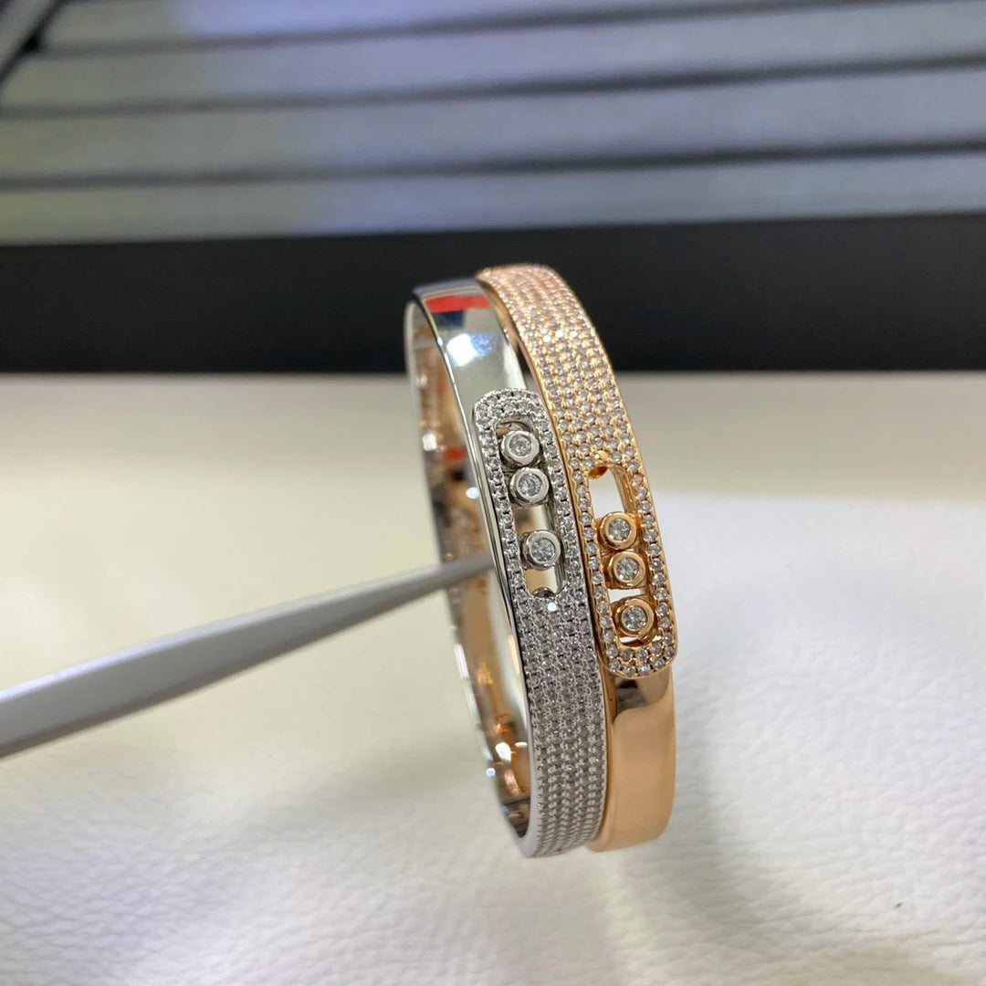 Zircon Inlaid Silver Bracelet