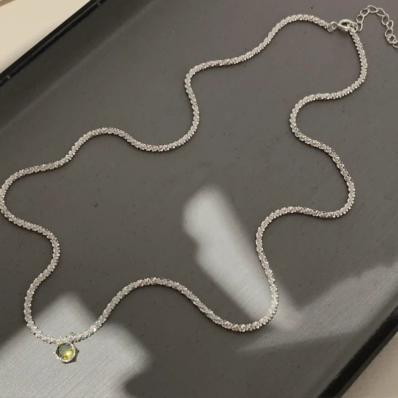 Emerald Glow Silver Chain