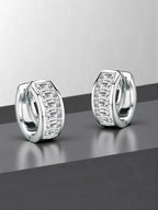 Moissanite Rectangular Silver Earrings