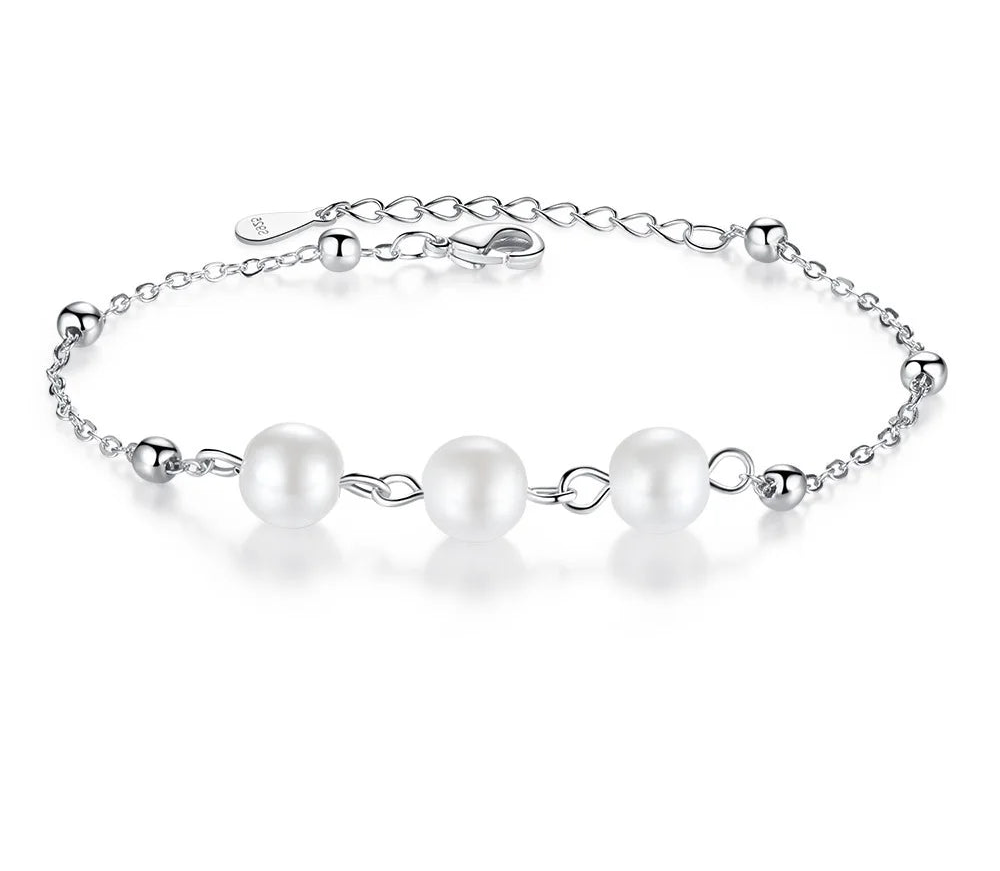 Three Pearl Silver Bracelet