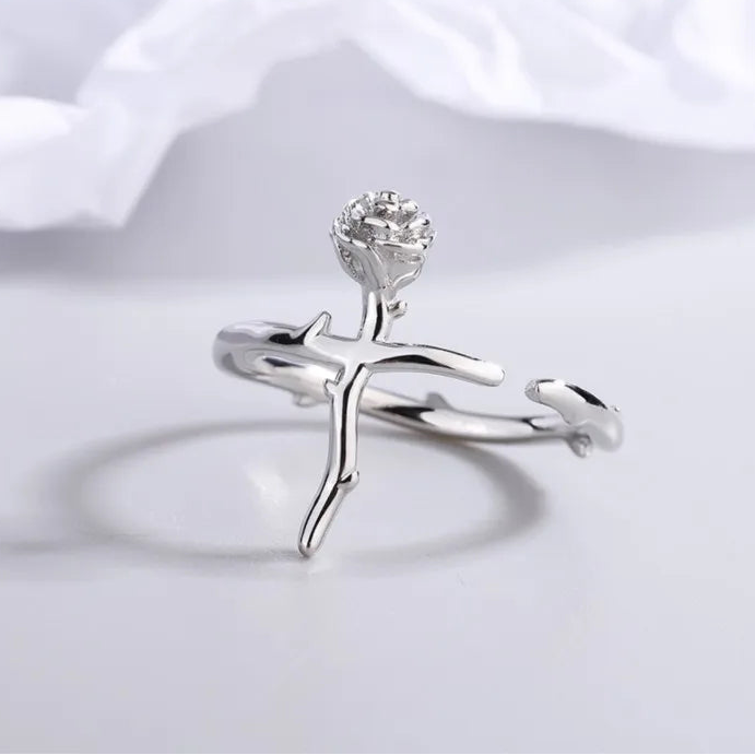 Lovely Rose Silver Ring