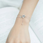 Double Aquamarine Silver Bracelet