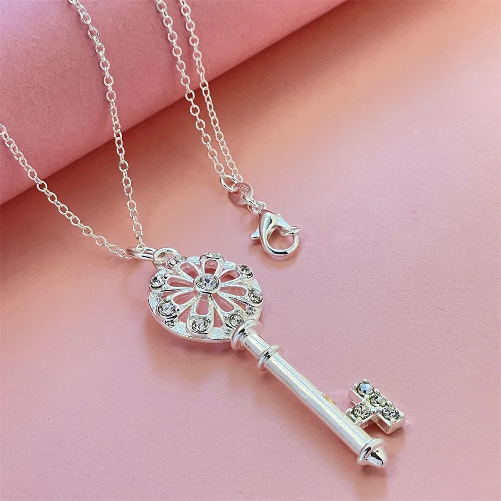 Key Halo Silver Necklace