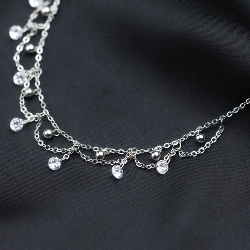 Crystal Choker Silver Necklace