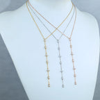 Geometric Lariat Silver Necklace