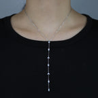 Geometric Lariat Silver Necklace