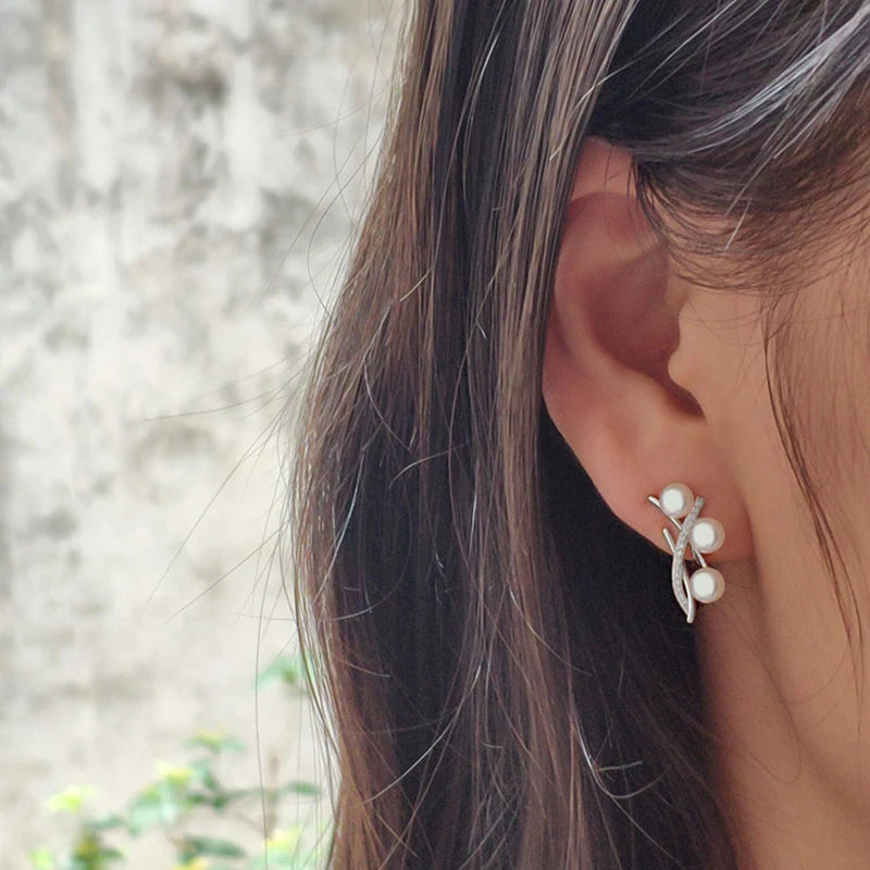 White Pearl Stud Earrings