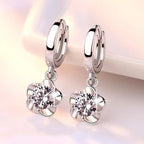 Purple White Zircon Silver Earrings
