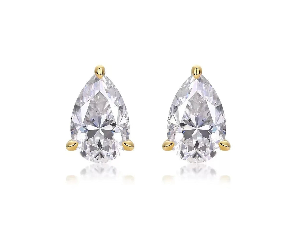 Moissanite Pear Shape Silver Earrings