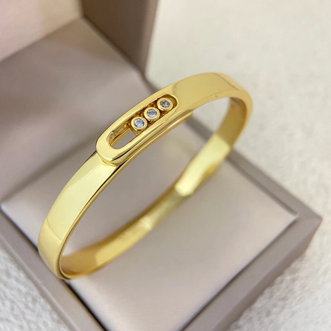 Zircon Inlaid Silver Bracelet