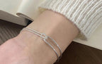 Asymmetric Double Layer Silver Bracelet