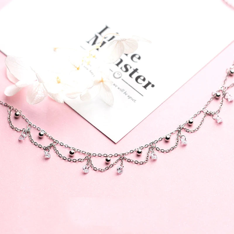 Crystal Choker Silver Necklace