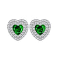 Emerald Heart Silver Earrings