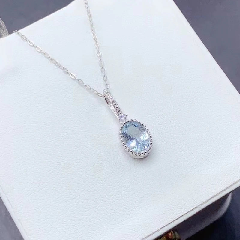 Mini Aquamarine Silver Pendant
