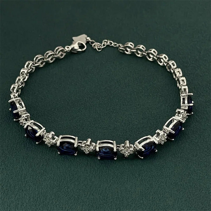 Blue Zircon Silver Bracelet